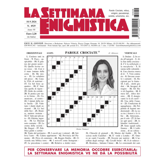 Immagine di RINNOVO RESTO DEL MONDO (ZONA 2-3) - LA SETTIMANA ENIGMISTICA - (Spedizione Premium)